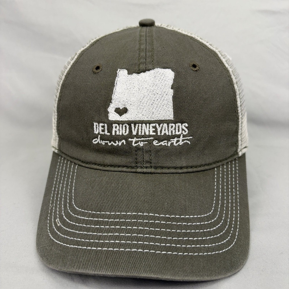 District Trucker Hat Del Rio Vineyards Oregon Unisex OSFM Olive Green Mesh Cap